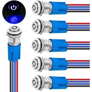 imageNilight 8PCS 12V 20A Round Blue Toggle LED Rocker Switch OnOff Control SPST 3Pins for 12V Car Truck Boat Marine OffRoad Vehicle with 24PCS Wires6pcs 12mm LED Switch Blue