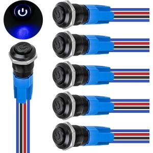 imageNilight 8PCS 12V 20A Round Blue Toggle LED Rocker Switch OnOff Control SPST 3Pins for 12V Car Truck Boat Marine OffRoad Vehicle with 24PCS Wires6pcs 12mm LED Switch