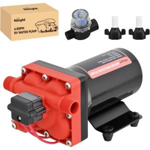 imageNilight RV Water Pump 12v Camper Water Pump 55 GPM 70 PSI with Pressure Switchampamp Strainer Heavy Duty Diaphragm Pump 12 Volt DC Upgrade SelfPriming Low Noice for RV Camper Marine Yacht Caravan Trailer60GPM Water Pump