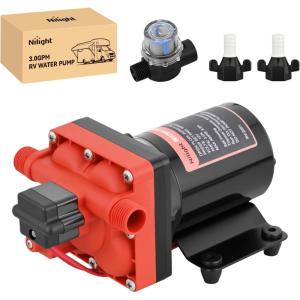 imageNilight RV Water Pump 12v Camper Water Pump 55 GPM 70 PSI with Pressure Switchampamp Strainer Heavy Duty Diaphragm Pump 12 Volt DC Upgrade SelfPriming Low Noice for RV Camper Marine Yacht Caravan Trailer30 GPM Water Pump