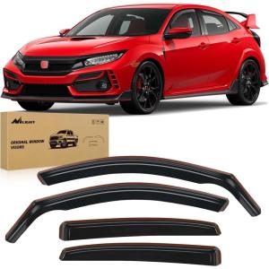 imageNilight Durable in Channel Rain Guards for Honda Civic Hatchback 2016 2017 2018 2019 2020 2021 Window Deflectors Vent Window Visors4pcs