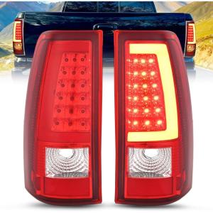 imageNilight Taillight Assembly Compatible with 2003 2004 2005 2006 Chevy Silverado 1500 1500HD 2500 2500HD 3500 2007 Chevrolet Classic Incandescent Type Upgrade LED Tube Tail Lights Rear Brake LampsLED RedC Shape