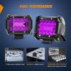 imageNilight 4 Inch LED Light Pods Purple Triple Row 2PCS 60W Flood Spot Combo Off Road Driving Decoration Neon Hunting Lighting for UTV Pickup Van Boat Tractor