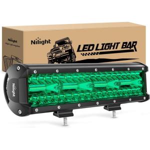 imageNilight 12 Inch LED Light Bar Green Triple Row 240W Spot Flood Combo Off Road Driving Fog Fishing Hunting Emergency Safety Lighting for UTV Pickup Van Boat Tractor