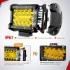 imageNilight 4 Inch Amber LED Light Pods 2PCS Triple Row 60W Flood Spot Combo Offroad Driving Fog Lighting for 12V 24V Pickup Truck ATV UTV SUVBlack housing