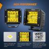 imageNilight LED Pods 3 Inch 18W Cube Flood Offroad Work Light with RGB Halo Strip Multi Chasing Flash Strobe Mode APP amp Remote Control IP67 Waterproof for Truck Pickup Golf Cart SUV ATV UTV 4x4 Van CamperAmber