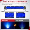 imageNilight Slim LED Light Bar 2Pcs 7 Inch 16LED Single Row Spot Flood Combo Amber Off Road Work Driving Fog Turn Signal Lighting for 12V 24V ATV UTV Pickup Truck Tractor BoatBlue 7Inch 16LED 2Pcs