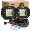 imageNilight Flush Mount LED Light Pods 2PCS 6 Inch 39W Amber White 3 Lighting Modes Fog Lights Spot Flood Beam with Dual Control 18AWG Wiring Harness for Truck Pickup Golf Cart UTV ATV SUV Boat 4x4 CarWhite Lightwiring harness