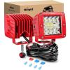 imageNilight LED Pods 3 Inch 18W Cube Flood Offroad Work Light with RGB Halo Strip Multi Chasing Flash Strobe Mode APP amp Remote Control IP67 Waterproof for Truck Pickup Golf Cart SUV ATV UTV 4x4 Van CamperRed Shell with White Light