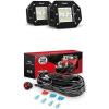imageNilight LED Work Light 2PCS 18W Flush Mount Light Bar Flood Led Off Road Lights with 12V 16AWG Wiring Harness Kit2 Lead 2 Years Warranty