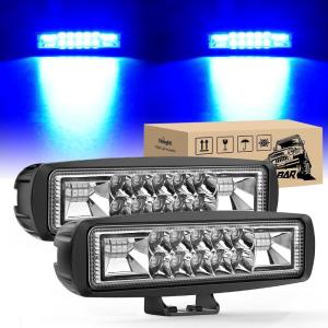 imageNilight 6 Inch Blue LED Light Pods 2 PCS 60W Flood Spot Combo Beam Off Road Driving Fog Fishing Hunting Emergency Safety Signal Deck Trailer Lighting for 12V 24V ATV UTV Pickup Truck Tractor Boat60W Led Pods 2Pcs Blue