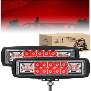 imageNilight 6 Inch Blue LED Light Pods 2 PCS 60W Flood Spot Combo Beam Off Road Driving Fog Fishing Hunting Emergency Safety Signal Deck Trailer Lighting for 12V 24V ATV UTV Pickup Truck Tractor Boat60W Led Pods 2Pcs Red