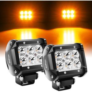 imageNilight 7 Inch LED Offroad Driving Lights High Low Beam 2 PCS 80W Round White Light Side Shooter Spot Flood Fog Light Pod w 16 AWG DT Connector Wiring Harness Kit for Jeep Truck ATV UTV SUVAmber