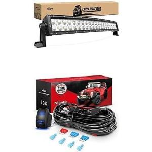 imageNilight LED Light Bar 22Inch 120W Curved Spot Flood Combo Led Off Road Lights with 12V 5Pin Rocker Switch 16AWG Wiring Harness Kit2 Lead 2 Years Warranty