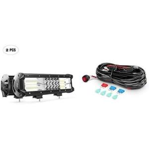 imageNilight LED Light Bar 2PCS 12Inch 180W Triple Row 18000LM Flood Spot Combo Led Off Road Lights With 16AWG Wiring Harness Kit2 Lead  2 Years Warranty