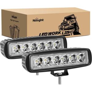 imageNilight LED Pod Light 24W 4 Inch 2PCS Yellow Flood Beam Driving Lights Pods IP67 Waterproof Auxiliary Offroad Lighting for Truck Tractor SUV ATV UTV Golf Cart Boat Motorcycle Dirt Bike2Pcs 18W Lights