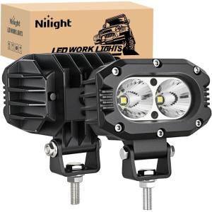 imageNilight LED Pod Light 24W 4 Inch 2PCS Yellow Flood Beam Driving Lights Pods IP67 Waterproof Auxiliary Offroad Lighting for Truck Tractor SUV ATV UTV Golf Cart Boat Motorcycle Dirt Bikewhite flood beam 4inch