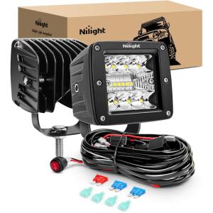 imageNilight LED Pods 3 Inch 18W Cube Flood Offroad Work Light with RGB Halo Strip Multi Chasing Flash Strobe Mode APP amp Remote Control IP67 Waterproof for Truck Pickup Golf Cart SUV ATV UTV 4x4 Van CamperWhite