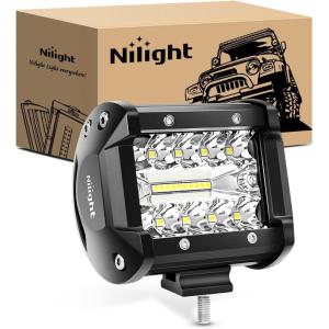 imageNilight Led Pods 4Inch 60W Flood Spot Combo Off Road Driving Fog Light Bar Work Lighting for Truck Tractor Pickup Boat SUV ATV UTV 4WD Car 4x4 Van Camper Motorcycle Dirt Bike Golf Cart 12V 24V