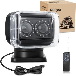 imageNilight Magnetic Marine Boat Light Remote Control LED Spotlight 60W 5000LM 12V24V 360 Rotating for Yachts Truck SUV UTV Tractors Offroad Hunting Search