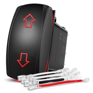 imageNilight NAVANC Rocker Switch 7Pin Navigation Anchor Lights Toggle On Off DPDT Laser Etched 12V 24V Jumper Wires for ARB Carling NARVA Style Marine Boat Ship VesselRed