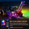 imageNilight 2PCS 4FT RGB LED Whip Light and 6 PCS Rock Lights Combo Remote App Control wDIY Chasing Patterns Stop Turn Reverse Modes Safety Antenna Whips for ATV UTV Polaris RZR Canam Dune Buggy Jeep
