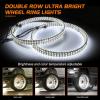 imageNilight 4PCS 17inch Double Row LED Wheel Ring Lights Pure White with Wiring Harness Kit Rocker Switch Control Dual Row for Car Van SUV TruckPure White wRemote