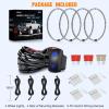 imageNilight 4PCS 17inch Double Row LED Wheel Ring Lights Pure White with Wiring Harness Kit Rocker Switch Control Dual Row for Car Van SUV TruckPure White