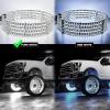 imageNilight 4PCS 17inch Double Row LED Wheel Ring Lights Pure White with Wiring Harness Kit Rocker Switch Control Dual Row for Car Van SUV TruckPure White