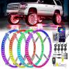 imageNilight 4PCS 17inch Double Row LED Wheel Ring Lights Pure White with Wiring Harness Kit Rocker Switch Control Dual Row for Car Van SUV TruckRGBDouble Row