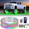 imageNilight 4PCS 17inch Double Row LED Wheel Ring Lights Pure White with Wiring Harness Kit Rocker Switch Control Dual Row for Car Van SUV TruckRGBSingle Row