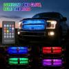 imageNilight 4Pcs 12inch LED Grille Lights 72 LEDs RGB Multi Color Exterior Lighting Kit with Sound Active Function and Wireless Remote Control for Cars Van SUV Truck