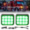 imageNilight 12LED Magnetic Wireless Trailer Lights 2PCS Rechargeable Portable Hazard Beacon Warning Light Amber and White Emergency Strobe Light for Trucks Trailers Vehicles Cars Bus Surface Mount12LED Green