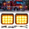 imageNilight 12LED Magnetic Wireless Trailer Lights 2PCS Rechargeable Portable Hazard Beacon Warning Light Amber and White Emergency Strobe Light for Trucks Trailers Vehicles Cars Bus Surface Mount12LED Amber