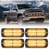 imageNilight 4PCS 24LED Emergency Strobe lights 12V 24V Amber Surface Mount Grille Hazard Safety Warning Light Sync Feature Side Flashing Marker Flash for Car Truck CampersAmber