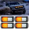 imageNilight 4PCS 24LED Emergency Strobe lights 12V 24V Amber Surface Mount Grille Hazard Safety Warning Light Sync Feature Side Flashing Marker Flash for Car Truck CampersAmber White