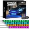 imageNilight 4Pcs 12inch LED Grille Lights 72 LEDs RGB Multi Color Exterior Lighting Kit with Sound Active Function and Wireless Remote Control for Cars Van SUV Truck