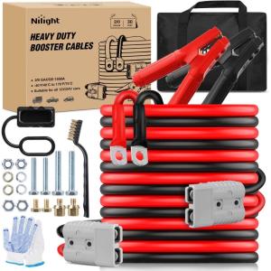 imageNilight 0 Gauge 30 Feet Heavy Duty Jumper Cables 1000 Amp Booster Battery Cables with Permanent Installation kit and Quick Connect Plug Includes carrying bag for 12V amp 24V Cars SUVs and Trucks20 Guage 30 FT Quick Connect