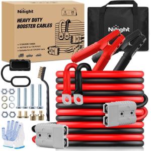 imageNilight 0 Gauge 30 Feet Heavy Duty Jumper Cables 1000 Amp Booster Battery Cables with Permanent Installation kit and Quick Connect Plug Includes carrying bag for 12V amp 24V Cars SUVs and Trucks0 Guage 25 FT Quick Connect