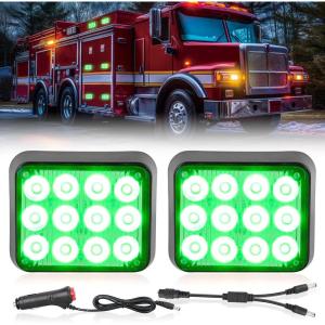 imageNilight 12LED Magnetic Wireless Trailer Lights 2PCS Rechargeable Portable Hazard Beacon Warning Light Amber and White Emergency Strobe Light for Trucks Trailers Vehicles Cars Bus Surface Mount12LED Green