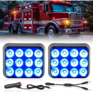 imageNilight 12LED Magnetic Wireless Trailer Lights 2PCS Rechargeable Portable Hazard Beacon Warning Light Amber and White Emergency Strobe Light for Trucks Trailers Vehicles Cars Bus Surface Mount12LED Blue