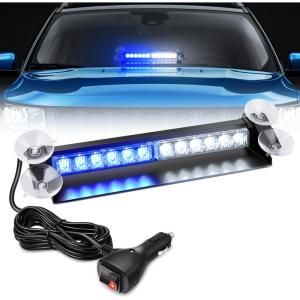 imageNilight 12LED Traffic Advisor Strobe Light Bar White Emergency Warning Hazard Safety Dash FrontRear Windshield Flashing Lights for Cars Trucks Police Firefighter Plow Construction VehiclesBlue White