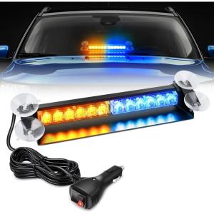 imageNilight 12LED Traffic Advisor Strobe Light Bar White Emergency Warning Hazard Safety Dash FrontRear Windshield Flashing Lights for Cars Trucks Police Firefighter Plow Construction VehiclesAmber Blue