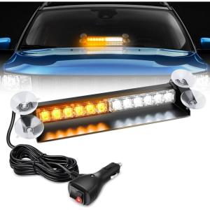 imageNilight 12LED Traffic Advisor Strobe Light Bar White Emergency Warning Hazard Safety Dash FrontRear Windshield Flashing Lights for Cars Trucks Police Firefighter Plow Construction VehiclesAmber White