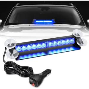imageNilight 12LED Traffic Advisor Strobe Light Bar White Emergency Warning Hazard Safety Dash FrontRear Windshield Flashing Lights for Cars Trucks Police Firefighter Plow Construction VehiclesBlue