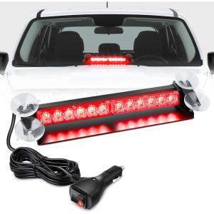 imageNilight 12LED Traffic Advisor Strobe Light Bar White Emergency Warning Hazard Safety Dash FrontRear Windshield Flashing Lights for Cars Trucks Police Firefighter Plow Construction VehiclesRed