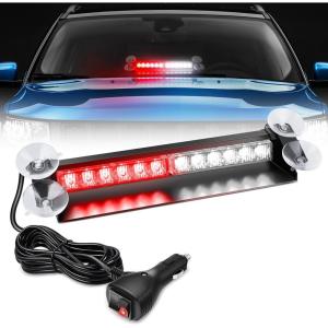 imageNilight 12LED Traffic Advisor Strobe Light Bar White Emergency Warning Hazard Safety Dash FrontRear Windshield Flashing Lights for Cars Trucks Police Firefighter Plow Construction VehiclesRed White
