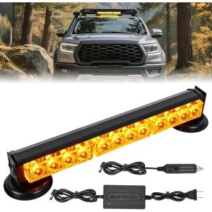 imageNilight 12LED Wireless Emergency Strobe Light Amber 14 Inch Magnetic Mount Mini Light Bar 12V Rooftop Powered Hazard Warning Flashing Lights for Car Truck Trailer Snow Plow Construction Vehicles