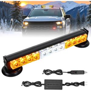 imageNilight 12LED Wireless Emergency Strobe Light Amber White 14 Inch Magnetic Mount Mini Light Bar 12V Rooftop Powered Hazard Warning Flashing Lights for Car Truck Trailer Snow Plow Construction Vehicles