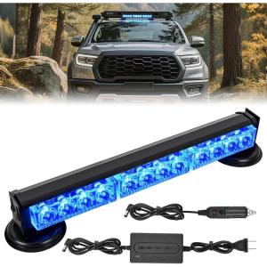 imageNilight 12LED Wireless Emergency Strobe Light Blue 14 Inch Magnetic Mount Mini Light Bar 12V Rooftop Powered Hazard Warning Flashing Lights for Car Truck Trailer Snow Plow Construction Vehicles